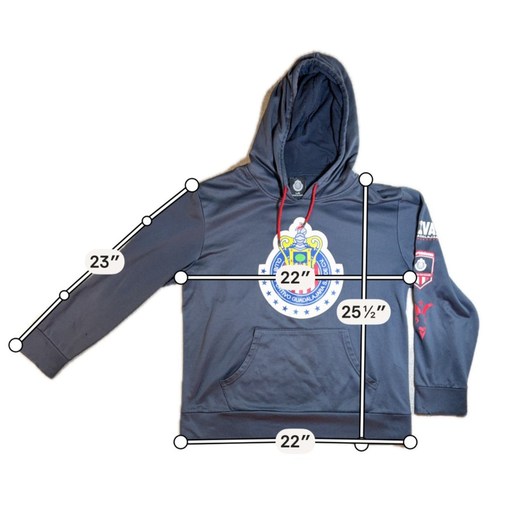 CD Guadalajara Chivas Rayadas Hoodie L Gray Soccer Club Pullover Flawed