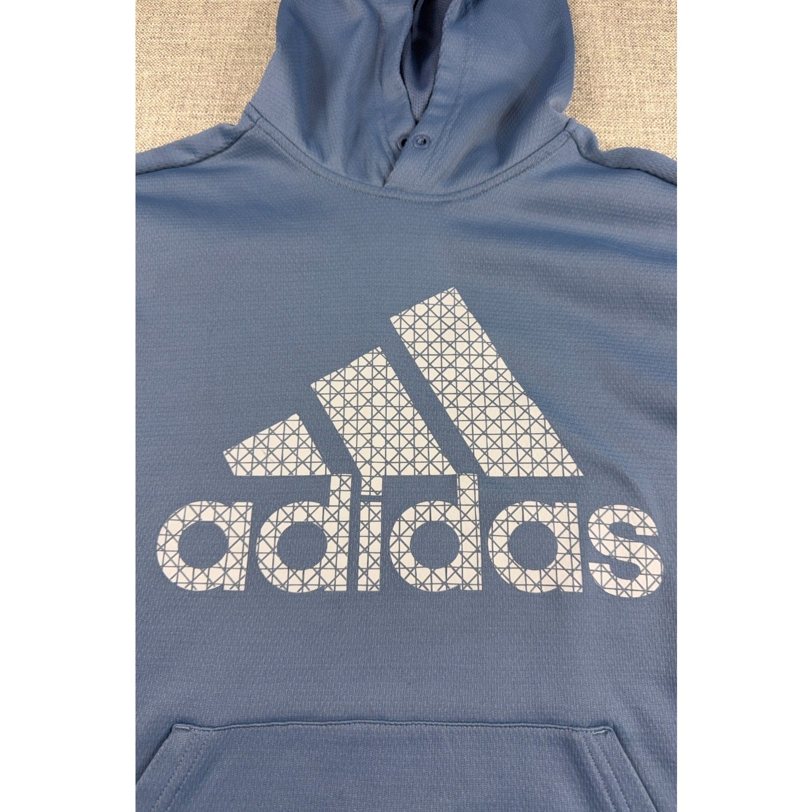 Adidas ClimaWarm Hoodie Mens L Blue Big Geometric Logo Pullover FR8273 2019