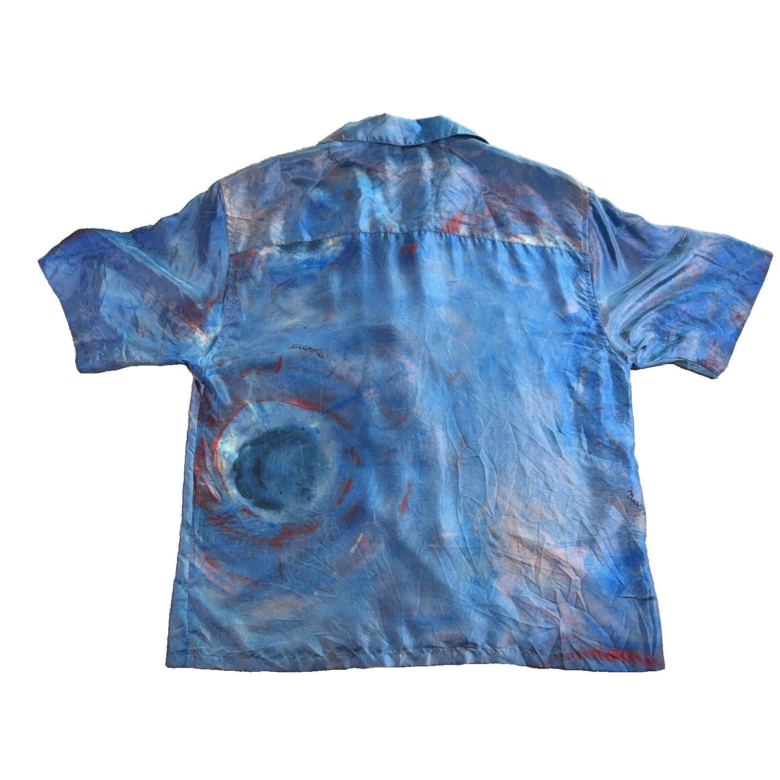 Marni Buchi Blu Habotai Silk Bowling Shirt Men’s 50 Blue NWT Made Italy