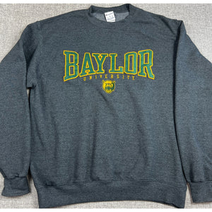 Champion Baylor University Bears Sweatshirt Mens L Gray Applique Crewneck