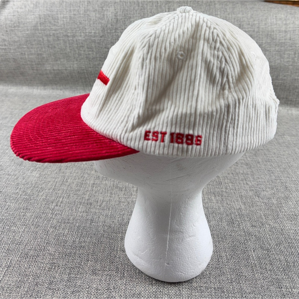 Arsenal FC Corduroy Hat Cap Cream Red Cannon Logo Est 1886 Adjustable Soccer