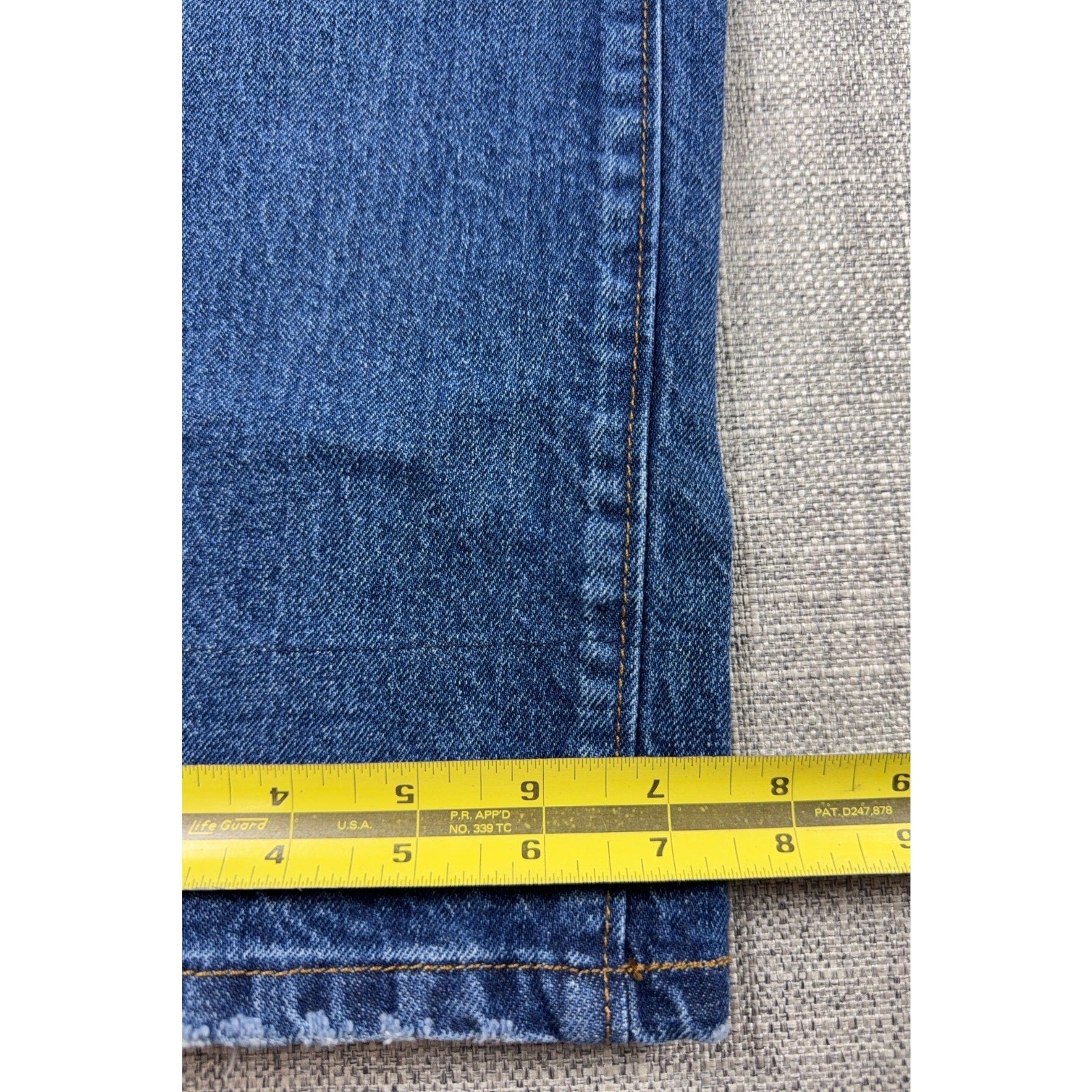 LOFT The Straight Crop Jeans Womens 10/32 Blue Denim Paisley Cuff Mid Rise