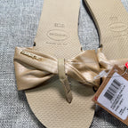 Havaianas You St Tropez Lush Shine Bow Sandals Women 7/8 Sand Grey NWT