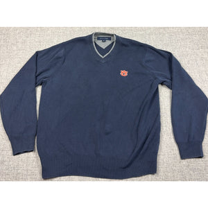 Tommy Hilfiger Auburn Tigers Sweater Mens S Navy V Neck Cotton NCAA