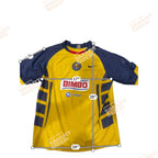 Club America JONA 7 Soccer Jersey Youth Large Yellow Blue BIMBO Mexico Futbol
