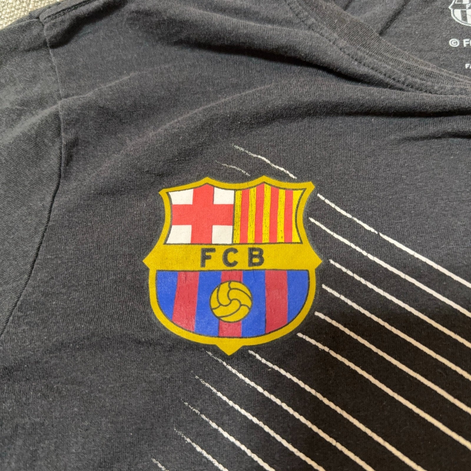 FC Barcelona Long Sleeve Shirt Men's M Black Barca Graphic Soccer FCB Flawed