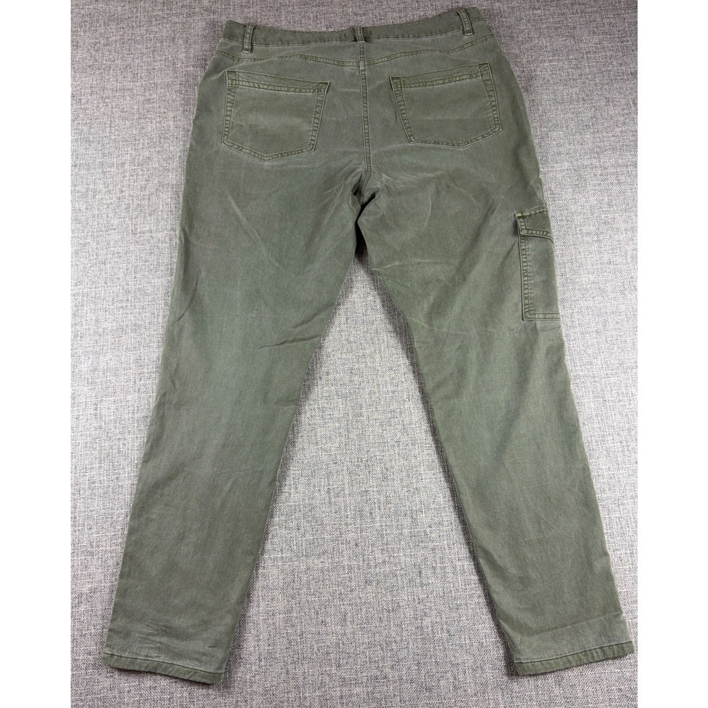 J Jill Womens 10 Olive Green Cargo Pants Utility Straight Leg Washed Cotton