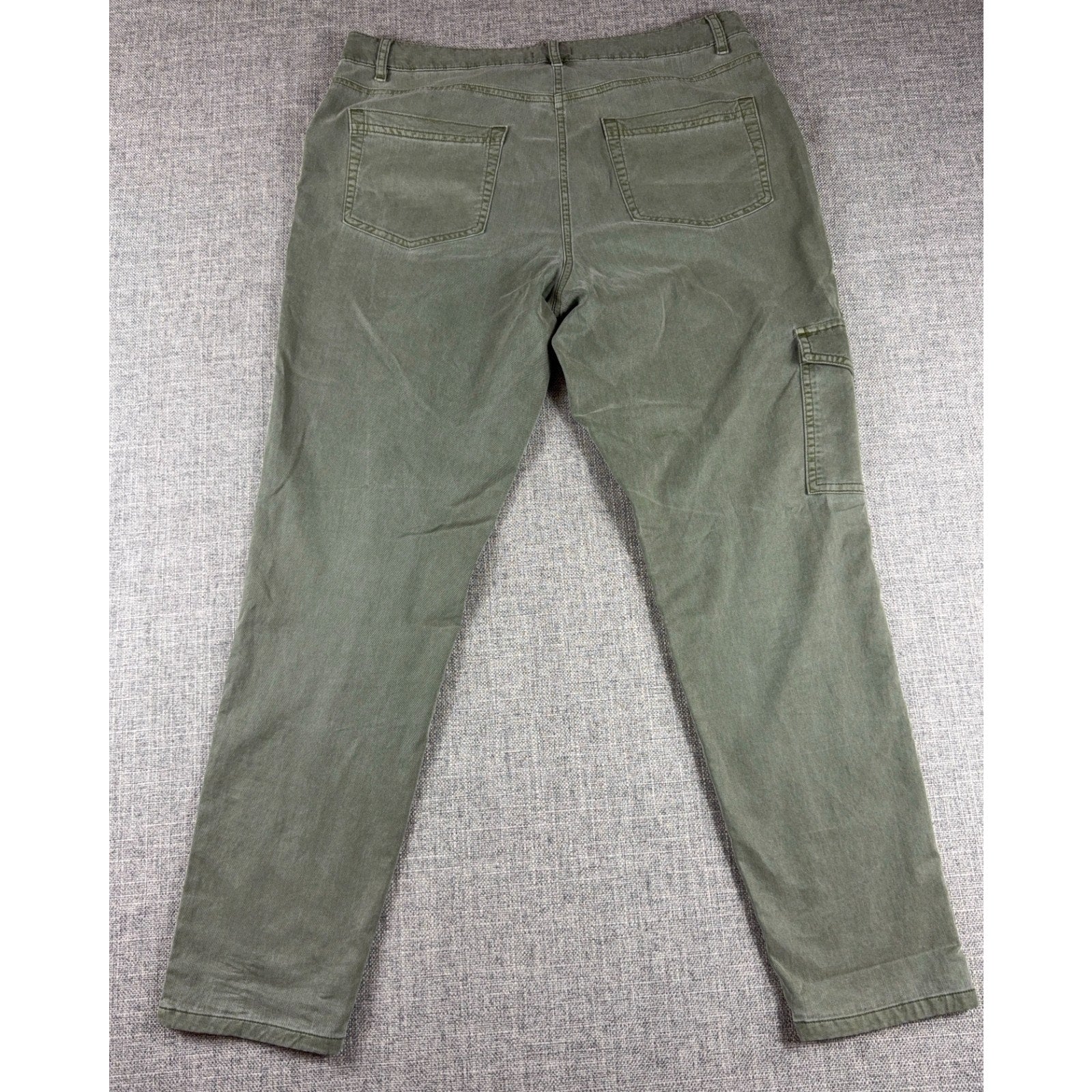 J Jill Womens 10 Olive Green Cargo Pants Utility Straight Leg Washed Cotton