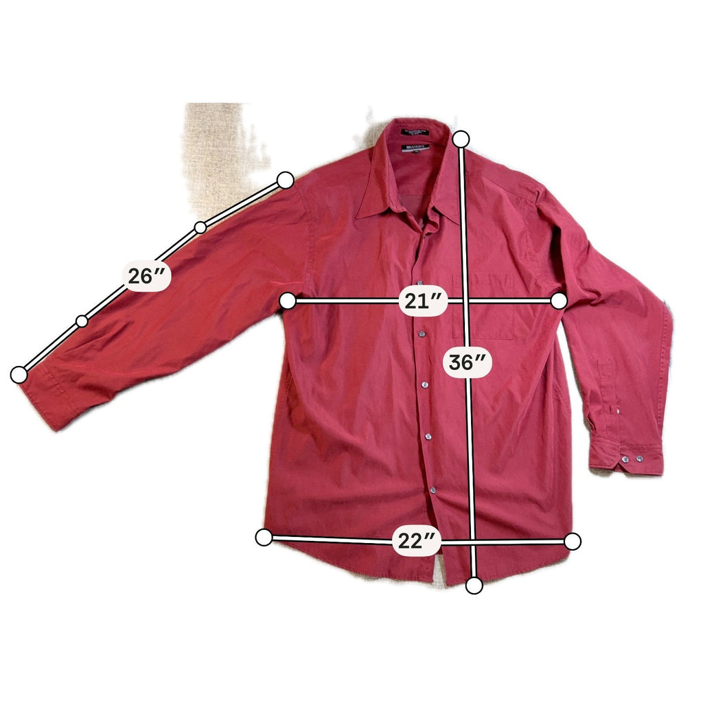 Brandini Le Collezioni Shirt Mens XL Red Faux Suede Microfiber Retro Button Up
