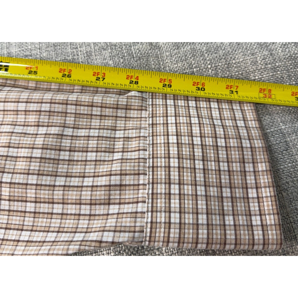 Panhandle Slim Western Shirt Mens 16.5 36 Large Tall Brown Plaid Pearl Snap