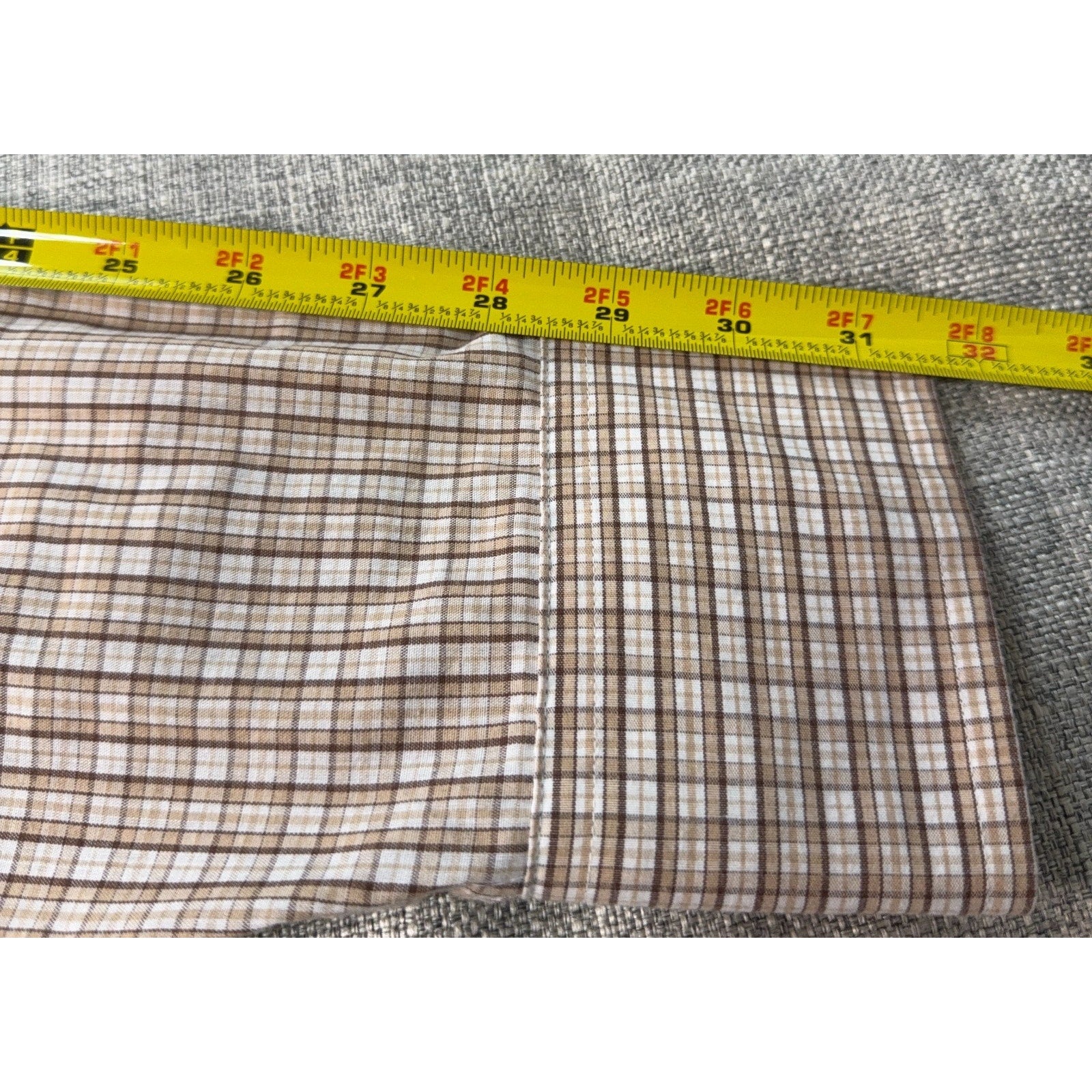 Panhandle Slim Western Shirt Mens 16.5 36 Large Tall Brown Plaid Pearl Snap