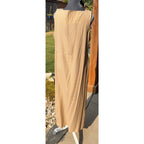 Vintage Norton McNaughton Maxi Dress M 100% Rayon Tan Leaf Print 90s Sleeveless