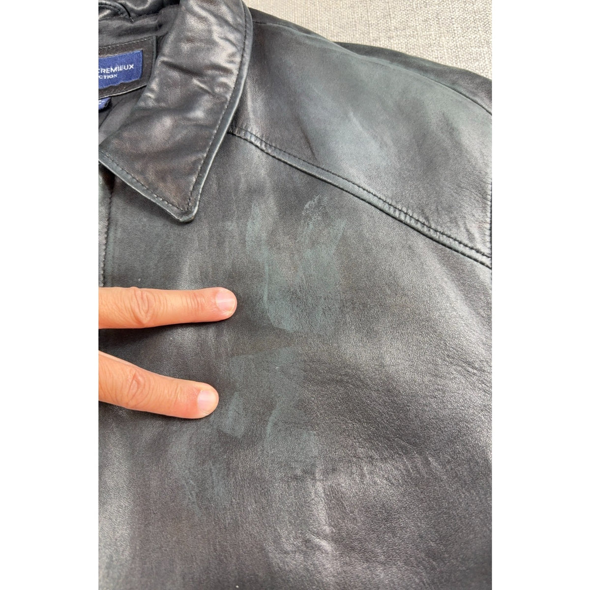 Worn-In Black Lambskin Leather Bomber Jacket Daniel Cremieux XL