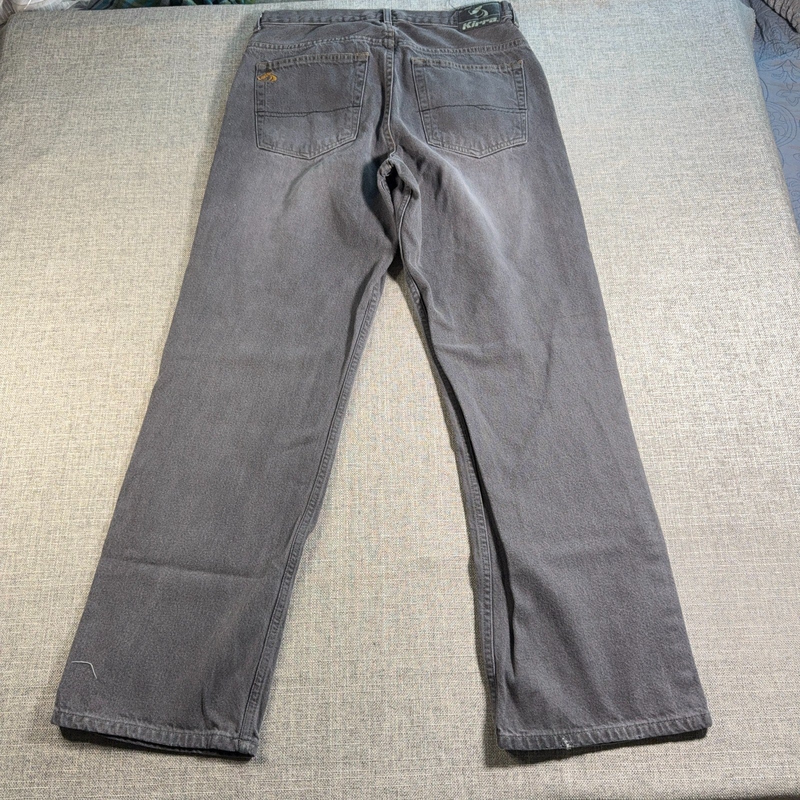 Kikwear Rushmore Jeans Mens 33x30 Gray Baggy Wide Leg Y2K Rave Skater Denim