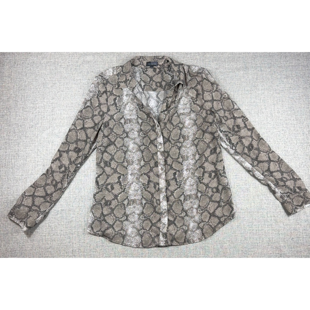 The Limited Snakeskin Blouse Womens L Animal Print Button Down Shirt Y2K