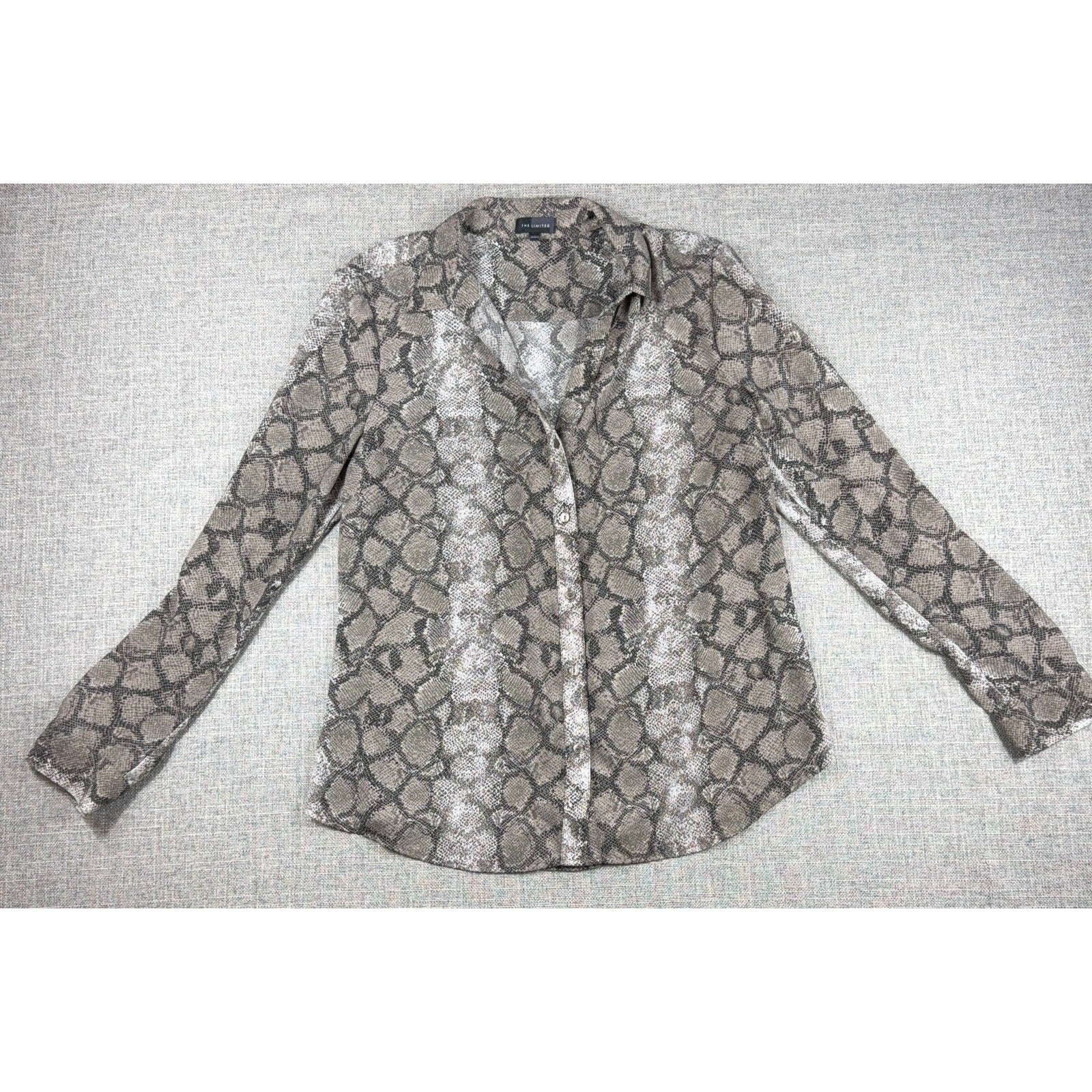 The Limited Snakeskin Blouse Womens L Animal Print Button Down Shirt Y2K