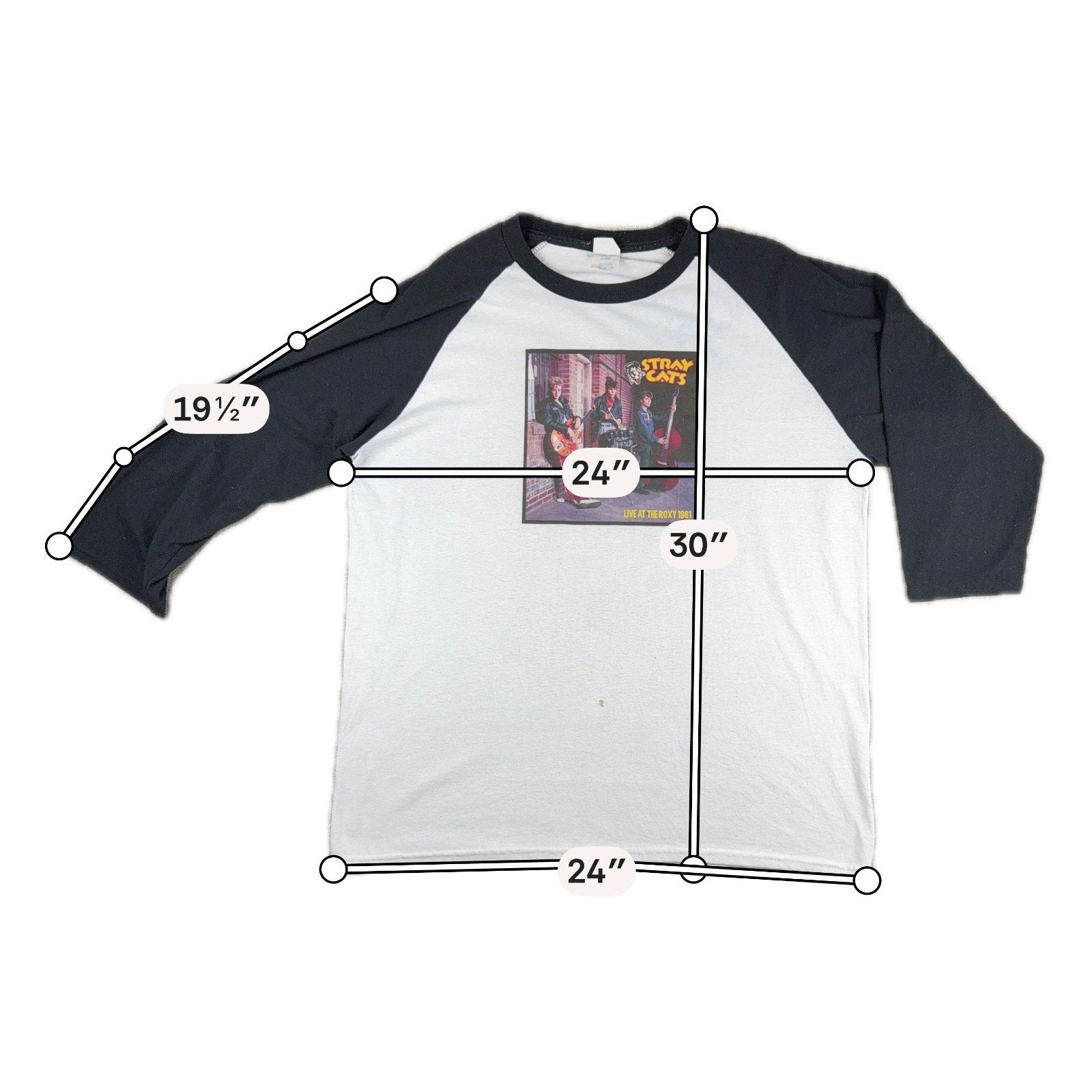 Stray Cats Live at the Roxy 1981 Raglan Baseball Shirt XL Rockabilly Band Tee