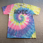 AC/DC Tie Dye T-Shirt Mens Medium Official Licensed Band Tee 2020 Rock