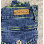 Old Skool Denim Pleated Mini Skirt Womens 20 Y2K Patch Neon Stitch Plus Size