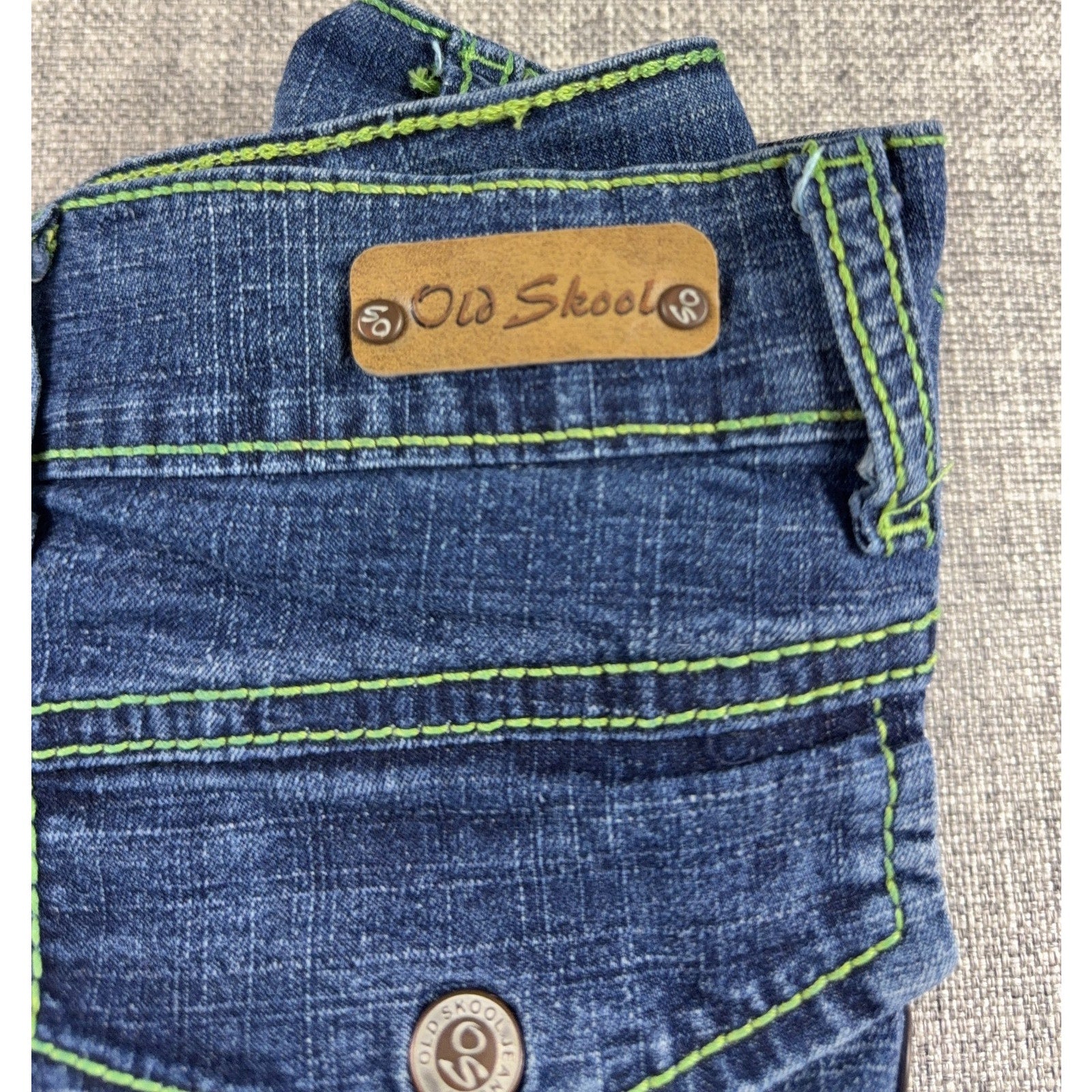 Old Skool Denim Pleated Mini Skirt Womens 20 Y2K Patch Neon Stitch Plus Size