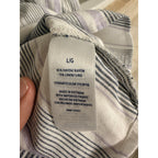 Splendid Womens Large Linen Blend Striped Blouse Purple White Boho Top