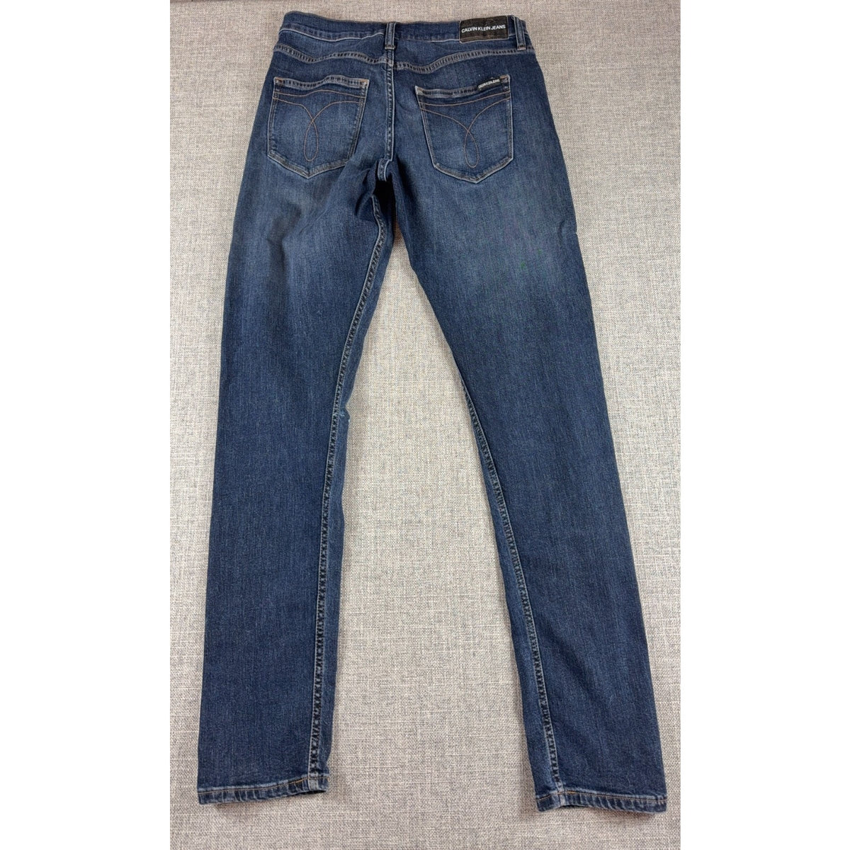 Calvin Klein Jeans CKJ 021 Womens 29x32 Slim Straight Stretch Denim Blue Paint