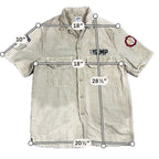 Zara Man Military Patch Shirt Mens S Distressed Khaki Relaxed Fit Utility