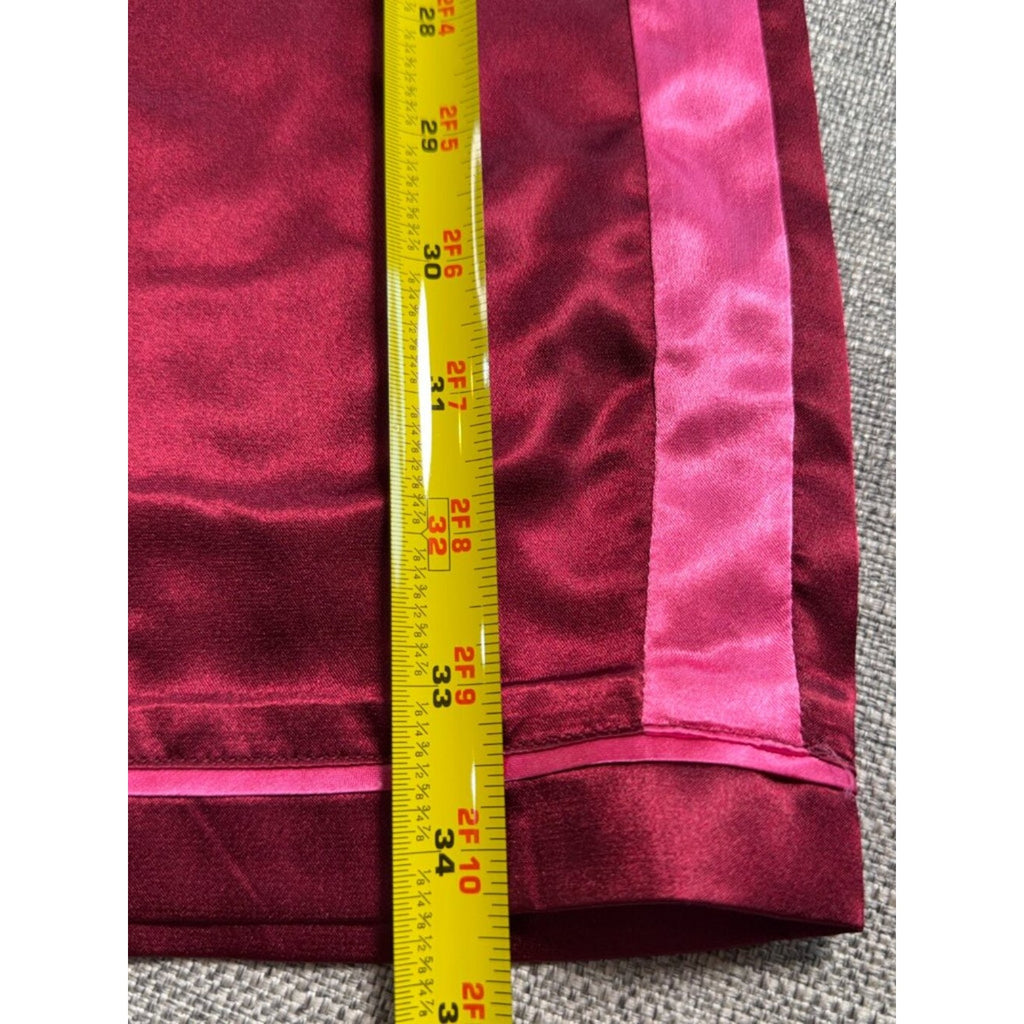 MERSEA Satin Lounge Pants XS Burgundy Pink Stripe Wide Leg Pajama Pants