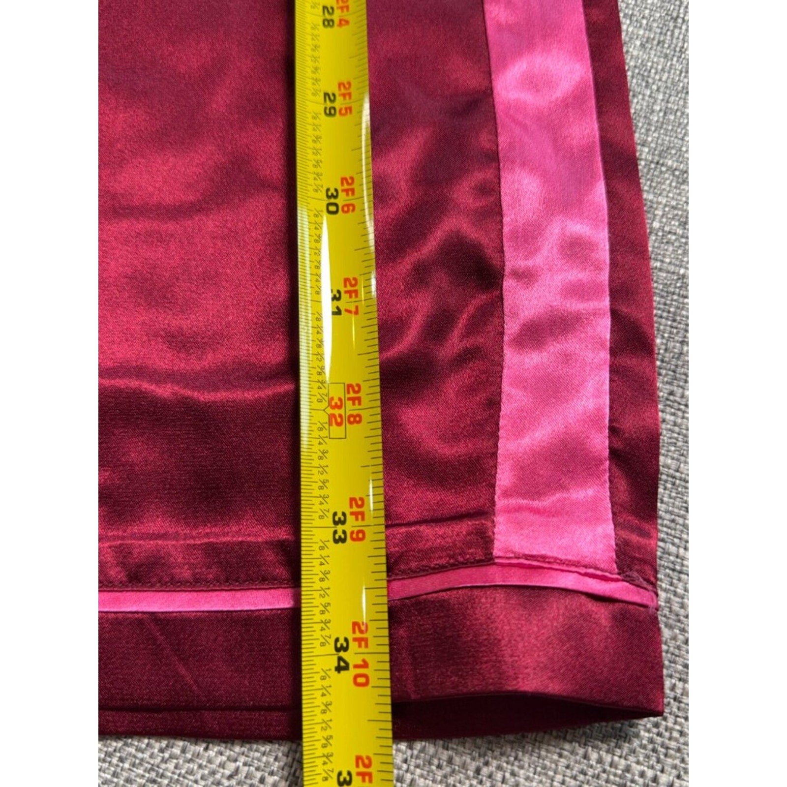 MERSEA Satin Lounge Pants XS Burgundy Pink Stripe Wide Leg Pajama Pants