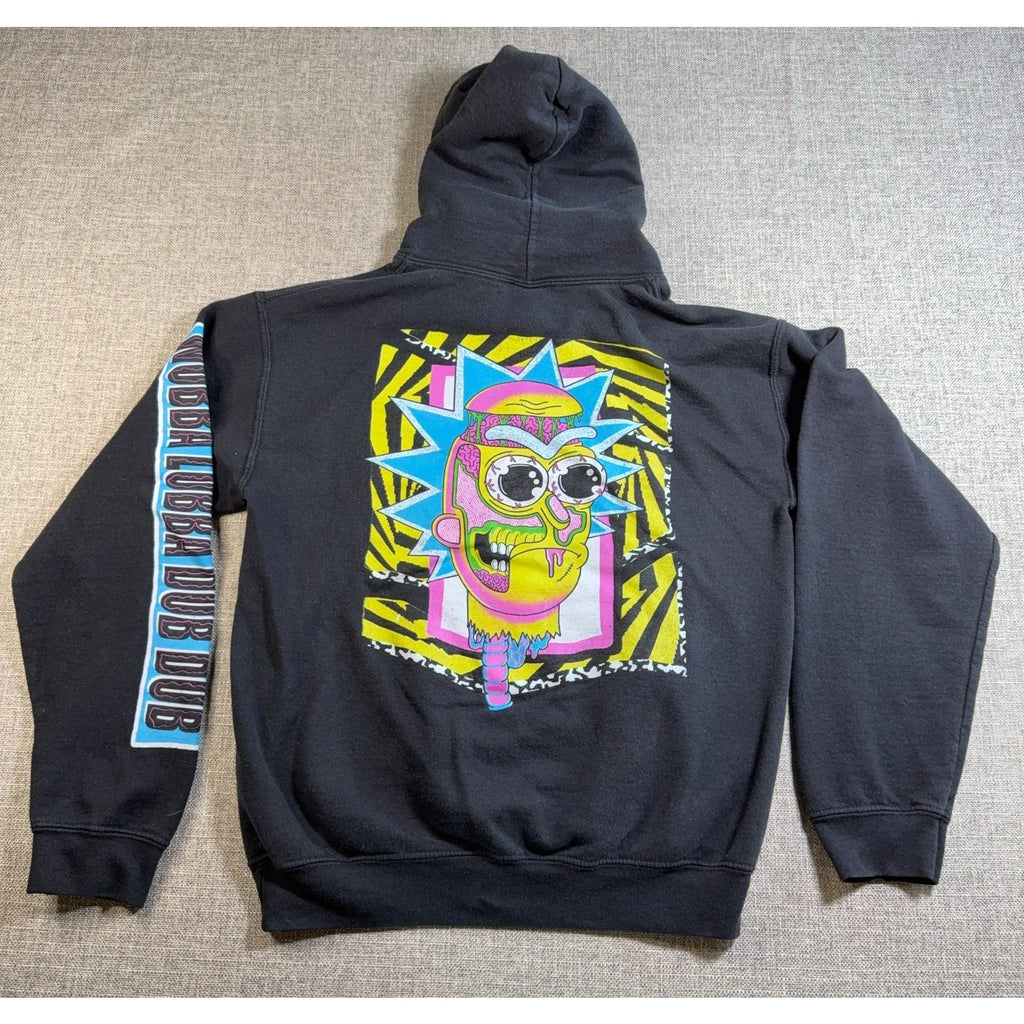 Rick and Morty Hoodie Adult S Black Wubba Lubba Dub Dub Graphic Pullover