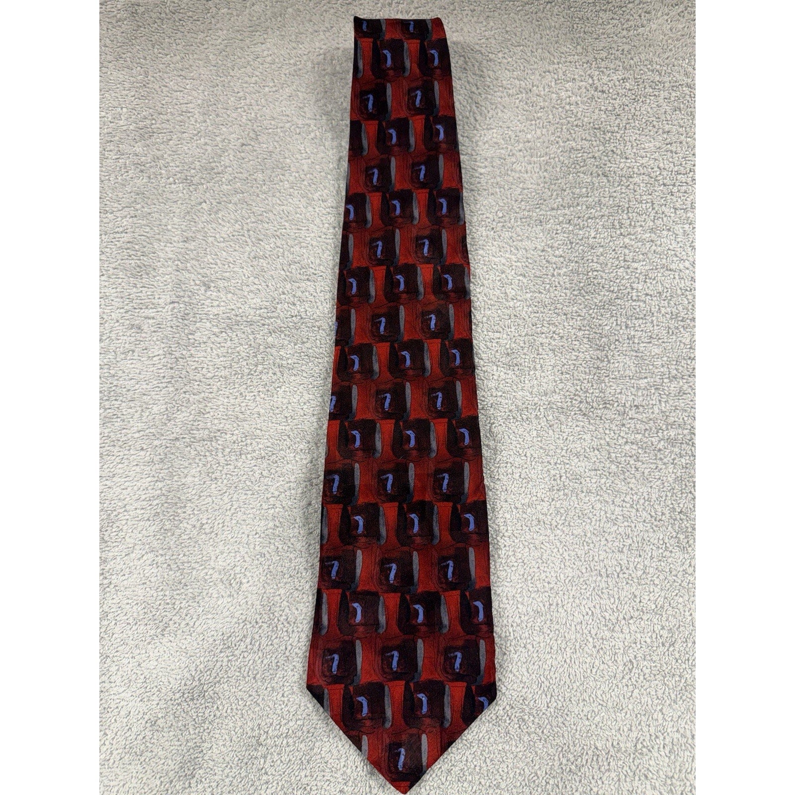 Vintage Cocktail Colors Silk Tie Abstract Red Black Retro USA Made Necktie