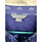 Eddie Bauer Mens Large Blue Geometric Print Button Up Shirt Short Sleeve