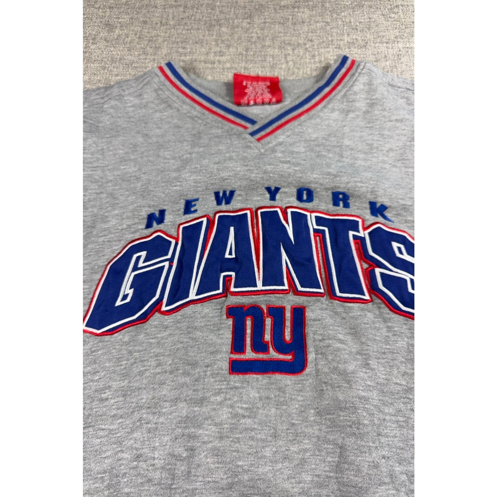 Vintage Y2K New York Giants NFL V Neck Sweatshirt Mens XL Gray Embroidered