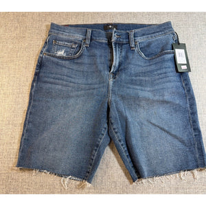 7 For All Mankind Denim Shorts Mens 33 NWT Raw Hem Cutoff Stretch Blue Jeans