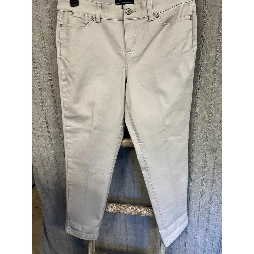 Talbots Simply Flattering 5 Pocket Crop Pants Womens 10P Gray Stretch Cropped