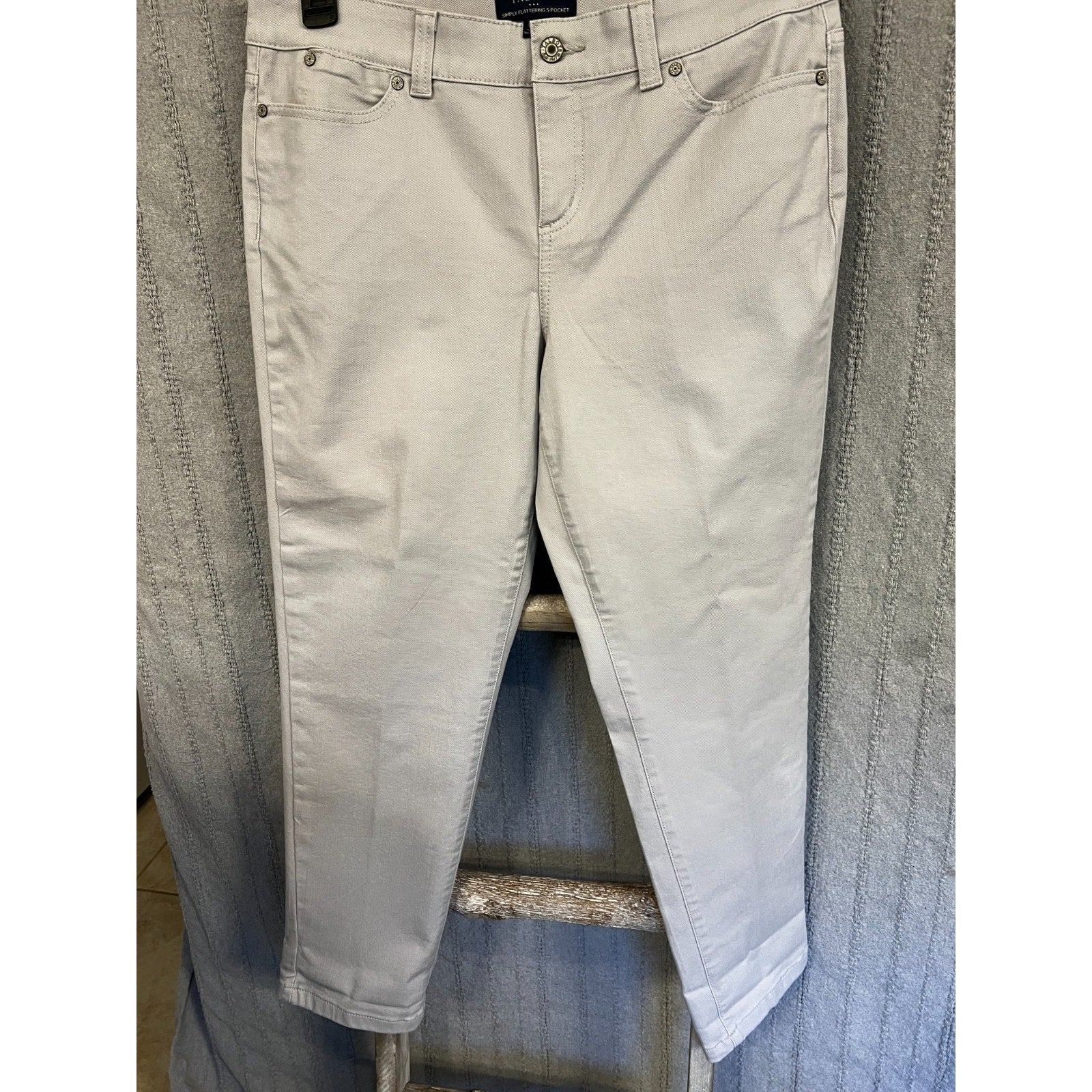 Talbots Simply Flattering 5 Pocket Crop Pants Womens 10P Gray Stretch Cropped