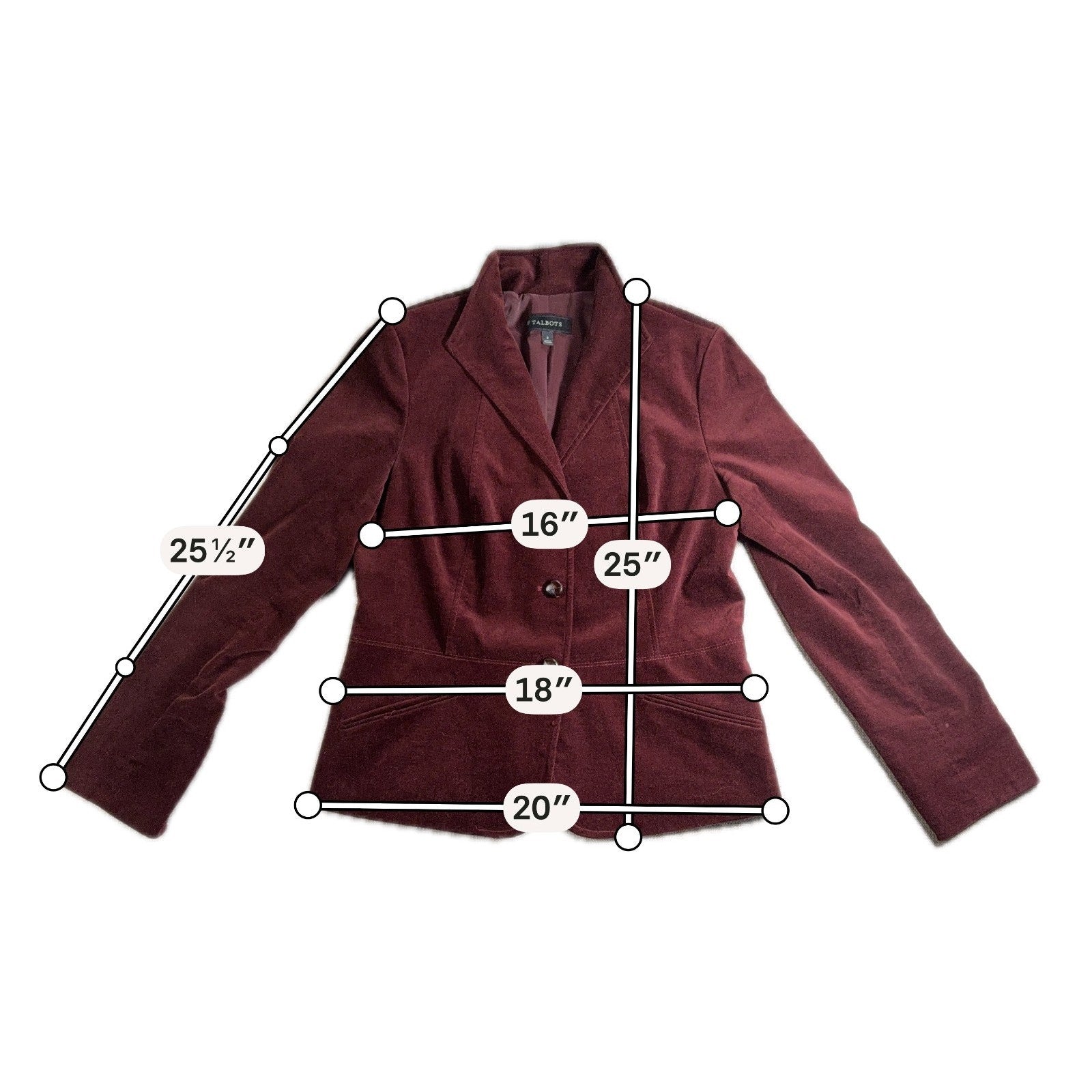 Talbots Women’s Velvet Blazer Size 8 Burgundy Wine Cotton Stretch Lined Jacket