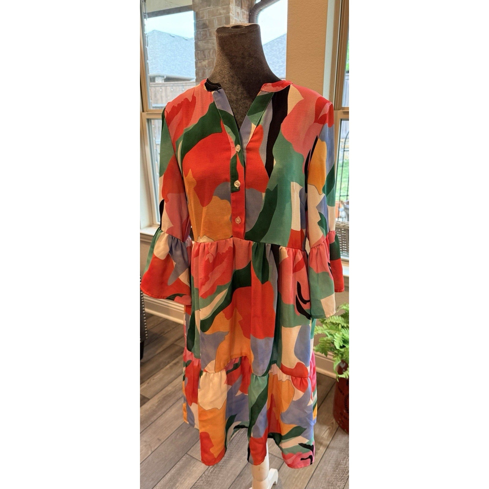 Chetta B Floral Dress Women’s Size 4 Colorful Maxi Resort Summer Dress