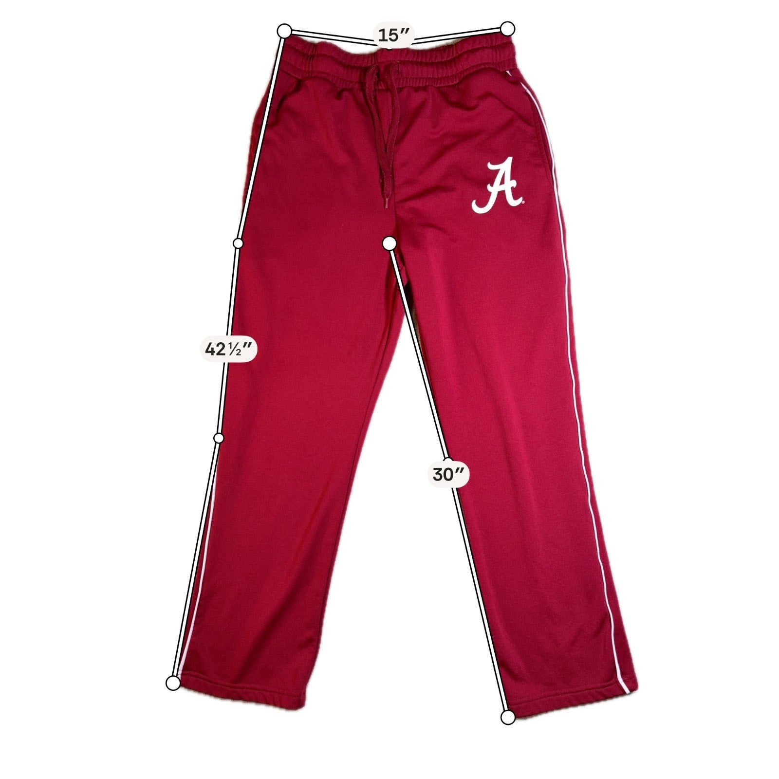 Alabama Crimson Tide Track Pants Adult L Red E5 Logo Piped Athletic NCAA