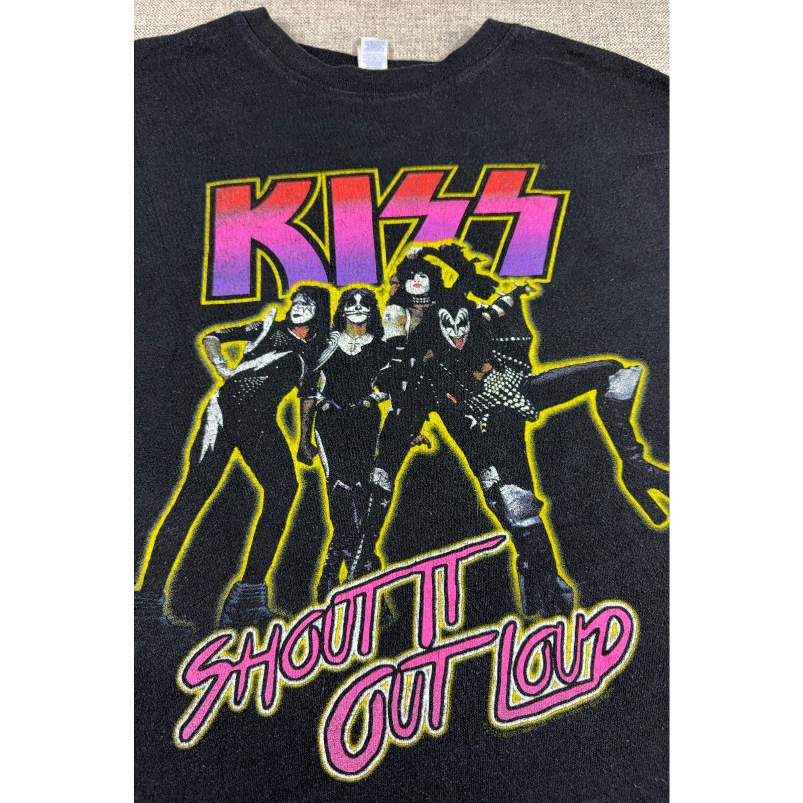 KISS Shout It Out Loud T Shirt Mens XL Black Graphic Band Rock Tee Brisco