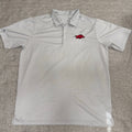 Arkansas Razorbacks Antigua Polo Shirt Mens L Gray Golf Performance NCAA Hogs
