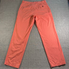 TrueFlies Pants Mens 34x32 Coral Orange Fishing Chino Flat Front Embroidered