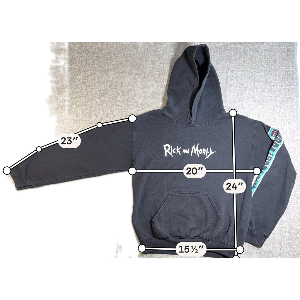 Rick and Morty Hoodie Adult S Black Wubba Lubba Dub Dub Graphic Pullover