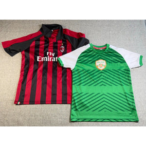 Lot 2 Youth Soccer Jerseys AC Milan Ireland Moody #19 Red Green Fan Shirts