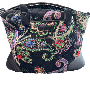Vera Bradley Day Off Satchel Kiev Paisley Quilted Shoulder Bag Purse Black Trim