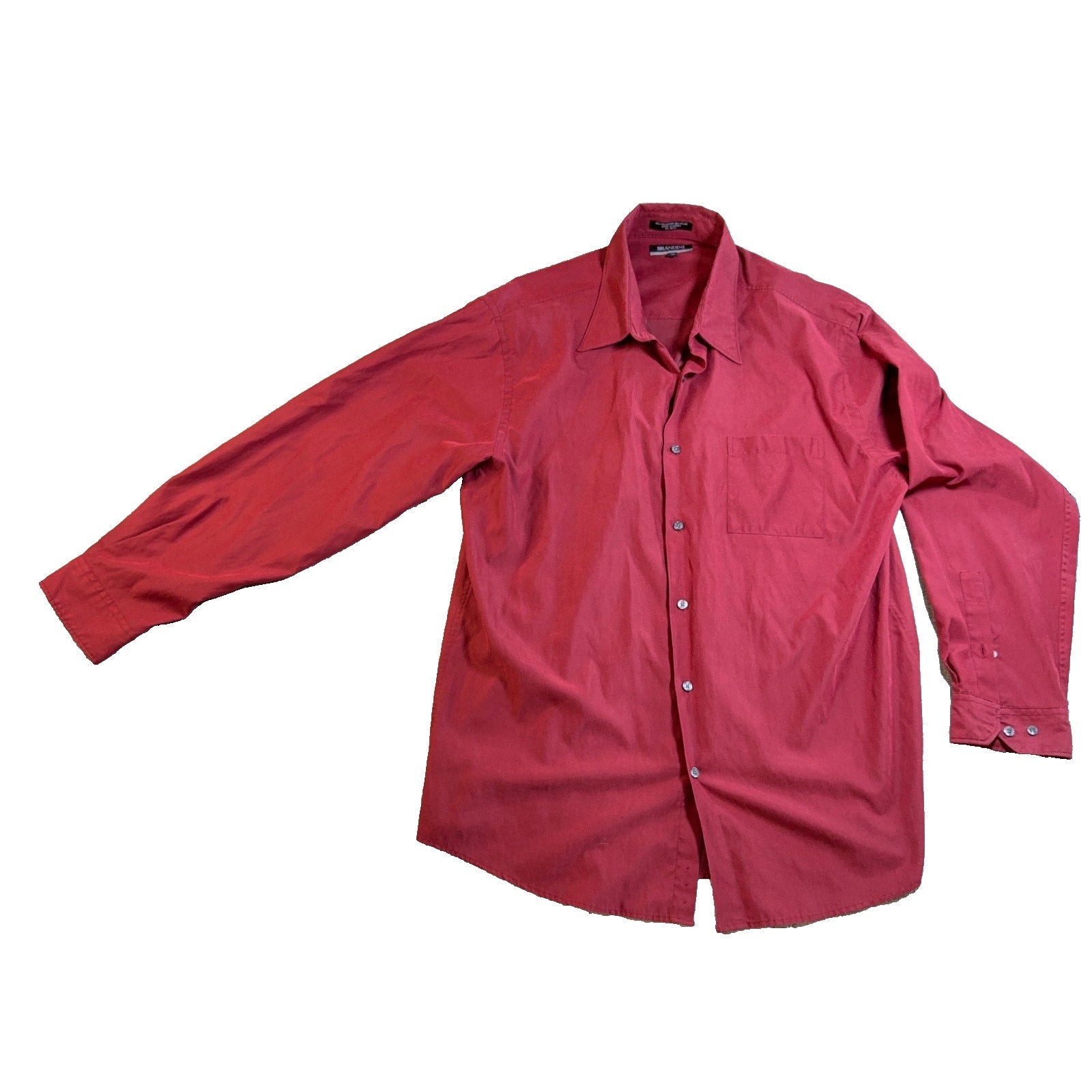 Brandini Le Collezioni Shirt Mens XL Red Faux Suede Microfiber Retro Button Up