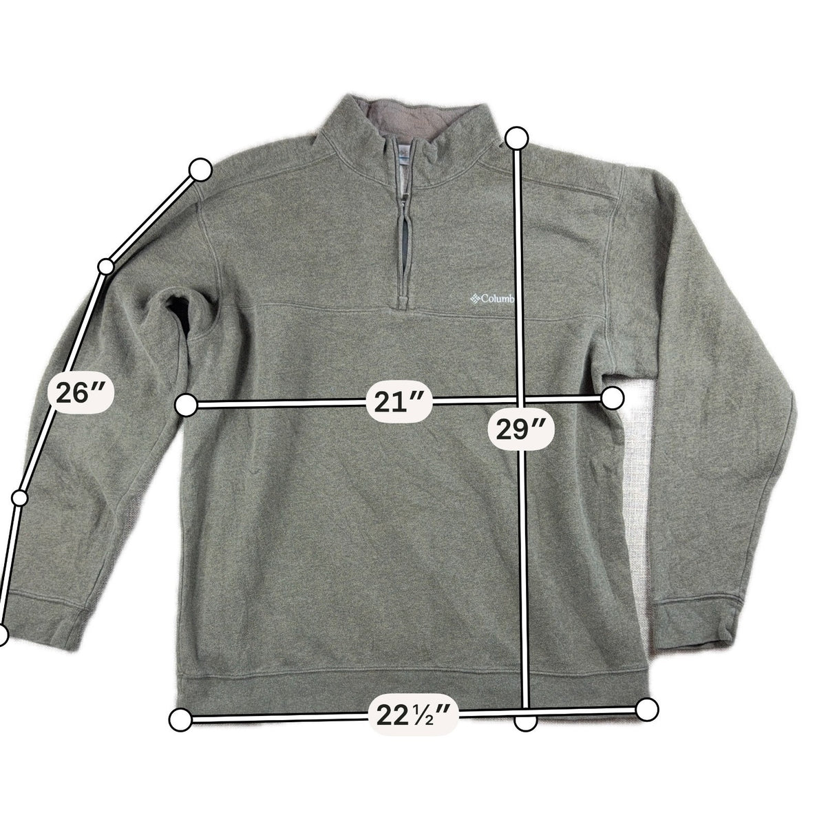 Columbia Mens XL Quarter Zip Pullover Gray Fleece Lined Outdoor Hiking Sweater