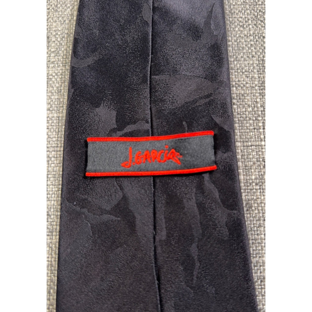 J Garcia Jerry Garcia Tie Mens Black Blue Abstract Art 100% Silk Necktie