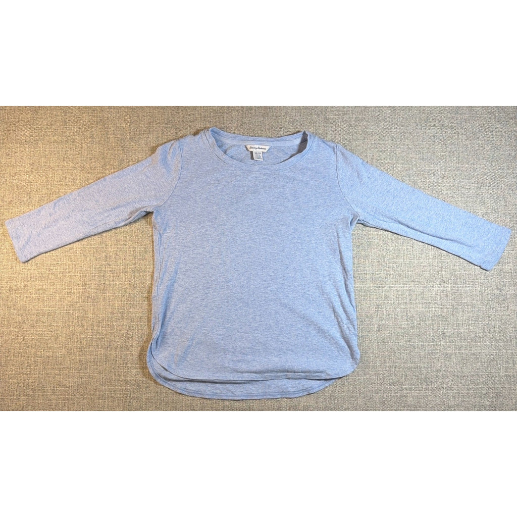 Tommy Bahama Women XS Gray 3/4 Sleeve Shirt Curved Hem Casual Knit Top