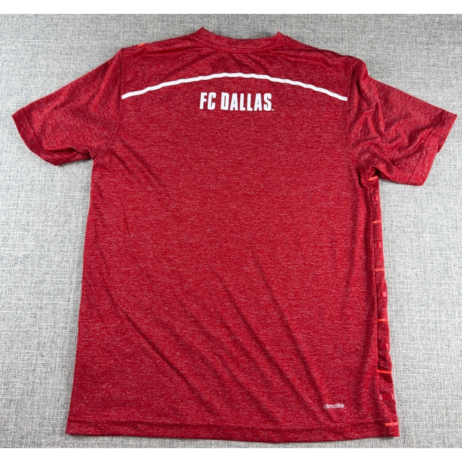 adidas FC Dallas MLS Shirt Mens L Fits M Red Climalite Soccer USA Flag 2015